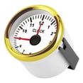 thumbnail image 2 of Instrumento de calibre de reloj universal de 2 pulgadas, 0 a 12 horas, luz trasera roja, 12 V/24 V, para coche, barco, yate, motocicleta, esfera blanca, marco dorado Jadeshay  A, 2 of 9