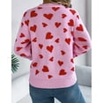thumbnail image 5 of Heart Sweaters for Women Valentine's Day Casual Loose Lightweight Crewneck Sweater Lantern Sleeve Pullover Tops Shermie, 5 of 6