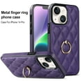 thumbnail image 1 of SaniMore for iPhone 14 Pro 6.1" 2022 Case, PU Leather Case with Luxury Fashion 3D Lattice for Girls Women 360° Rotating Metal Ring/Kickstand Shockproof Durable Case For iPhone 14 Pro 6.1 Inch, Purple, 1 of 8