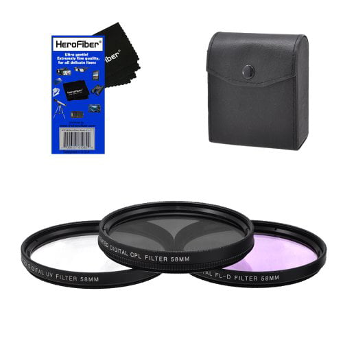 58mm 3 Piece Camera Lens Filter Kit with UV CPL & FLD Filters for Canon EF 28mm f/1.8 USM