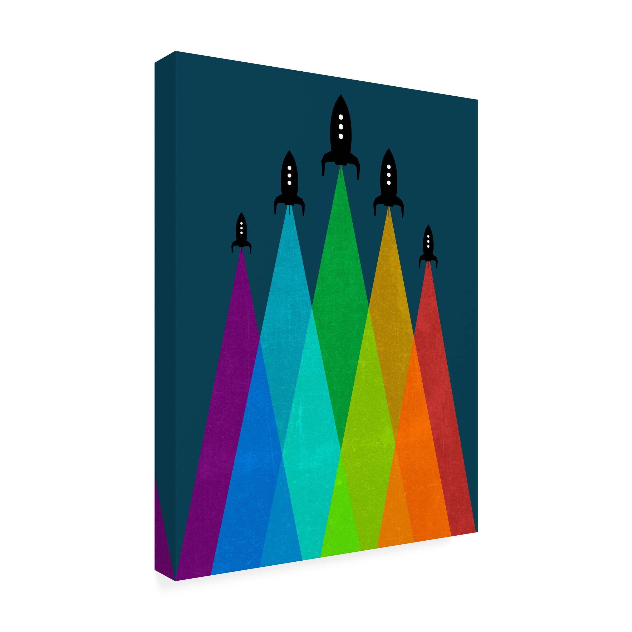 Canvas Wall Art - Tom Quartermaine 'Abstract Rainbow Rocket 2' Wall Art for Living Room, Bedroom, or Office DÃ©cor by Trademark Fine Art - 18 x 24 Inches