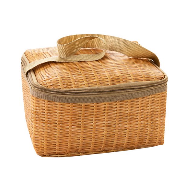 Bolsa Del Almuerzo Tmvgtek Bolsa De Almuerzo Portátil De Ratán Contenedor De Comida De Picnic Para Acampar Térmico Aislado Tmvgtek Libre de BPA