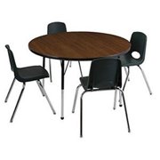 Angle View: Early Childhood Resources ELR14114P4X14-GGNSB 36 in. Round Activity Table with Standard Legs & 4 x 14 in. Stack Chairs, Ball Glides - Gray & Green
