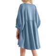 thumbnail image 5 of xiaxaixu Robe d'Été Mini pour Femmes Manches Lanterne Couleur Unie Tunique Ample Robe Courte Bouffante, 5 of 5