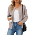 thumbnail image 5 of Yigetop Women's Soft V Neck Button down Knit Cardigan Long Sleeve Lightweight Sweater Loose Fit Comfy Soft Casual Daily Wear Versatile Layering Tops Khaki A, 5 of 5