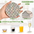 thumbnail image 2 of Yayeee 6 PCS Drink Coasters with Holder Set Woven Absorbent Round Tabletop Hot Pad, Light Blue Shimmering Pattern, 2 of 7