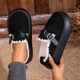 thumbnail image 4 of OKBOP Womens Warm Plush Flats Shoes Round Toe Comfortable Buckle Strap Winter Work Shoes, 4 of 5
