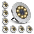 thumbnail image 1 of Luces solares de suelo, 8 luces LED de disco con energía solar, impermeables al aire libre para jardín, patio, terraza, pasarela (8, blanco cálido), 1 of 5