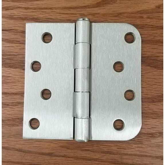 4 Inch Exterior Door Hinges with 5/8" Inch Radius Square Corner Satin Nickel - 2 Pack