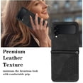 thumbnail image 3 of Allytech Slim PU Leather Case for Galaxy Z Flip 3, 3D Geometric Lattice Luxury Slim Fit Soft Shell Bumper Shockproof Cell Phone Case Cover for Samsung Galaxy Z Flip 3, Black, 3 of 5