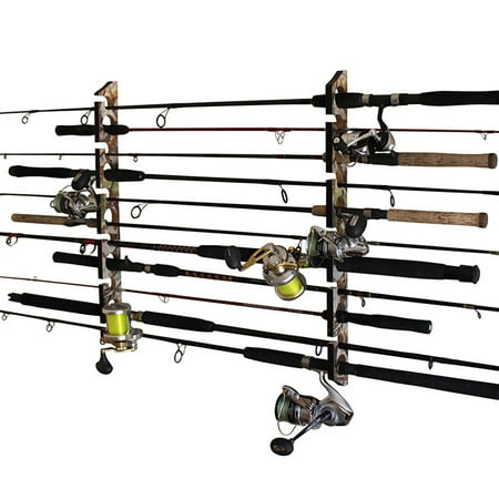 Rush Creek Creations 2 in 1 11 Fishing Rod/Pole Storage Wall/Ceiling Rack Camouflage Finish - Convenient Easy Assembly