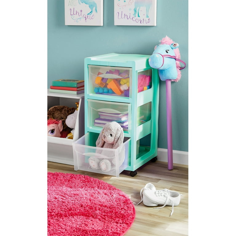 Mainstays 3 Drawer Wide Mint Storage Cart, File Cabinet for A4 And