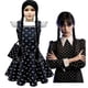 thumbnail image 2 of Disfraz de la familia Wednesday Addams, vestido con estampado de Wednesday, peluca de pelo para niña, trajes góticos Vintage, juego de rol de Halloween, vestido Dress160, 2 of 5