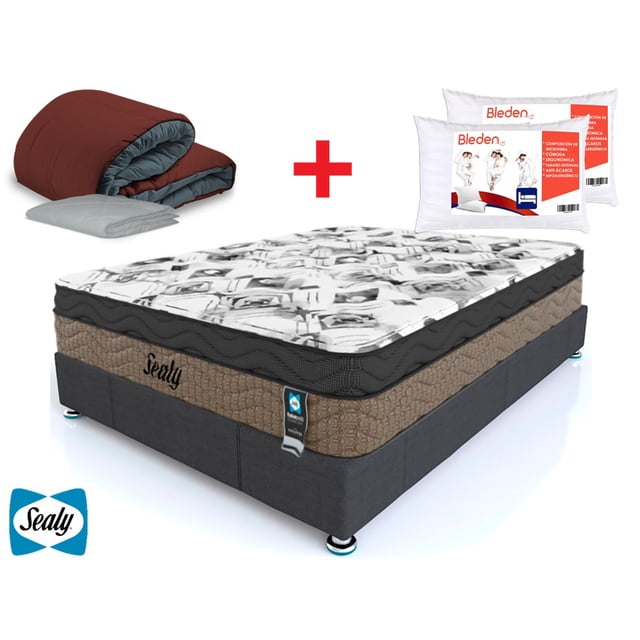 Colchón corrector Sealy Benno Individual Box Individual Edredón 2 Almohadas Línea Bleden