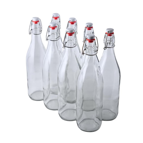Botellas de vidrio FastRack con tapa abatible de 473 ml, paquete de 8, transparentes