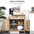 thumbnail image 5 of 30'' Buffet Cabinet Bar Cabinet with Storage, Coffee Bar Cabinet Kitchen Buffet Storage Cabinet with Drawers, Sideboard Buffet Cabinet for Kitchen, Dinning Room and Living Room, Oak, 5 of 8