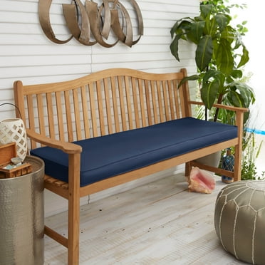 Sunbrella  Canvas Navy Blue Indoor/Outdoor Bench Cushion, Corded - 55 in W x 18 in D