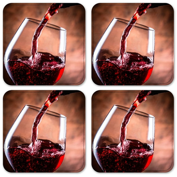 Vinyl Drink Coasters - Set of 4 - Pouring Red Wine
