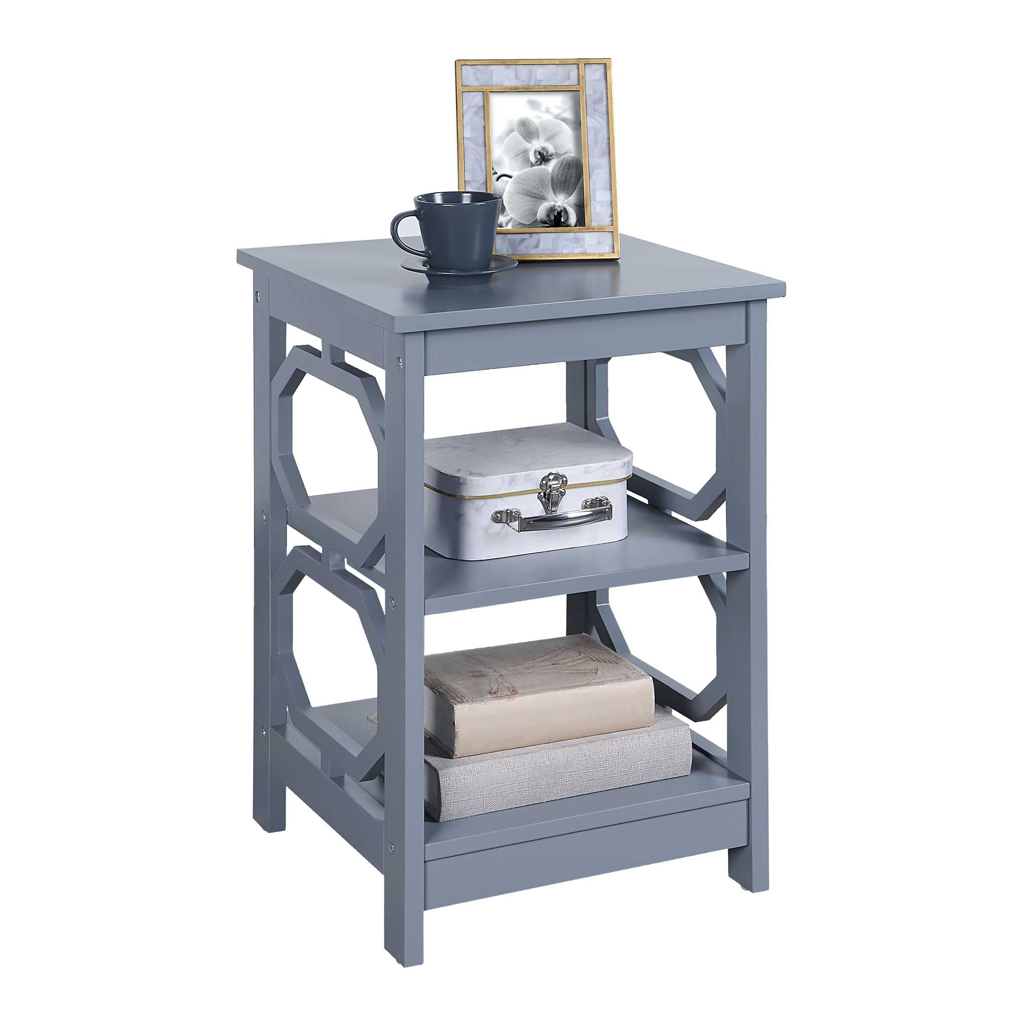 Convenience Concepts Omega End Table with Shelf, Gray