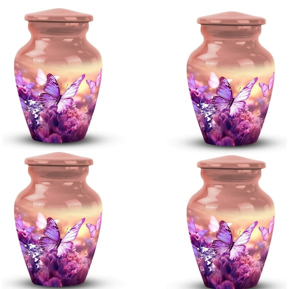 Butterfly Decorative Urn - Cremation Urns For Human Ashes - Small Urns For Ashes - Unique Aluminum Urn For Ashes Adult Female & Male, Cremation Urns For Human Ashes (Size -3Inch,4Pcs)