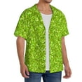thumbnail image 2 of Yiaed Lime green glitter Print Mens Casual Wrinkle Free Shirts Short Sleeve Button Down Summer Stretch Dress Shirt-Large, 2 of 5