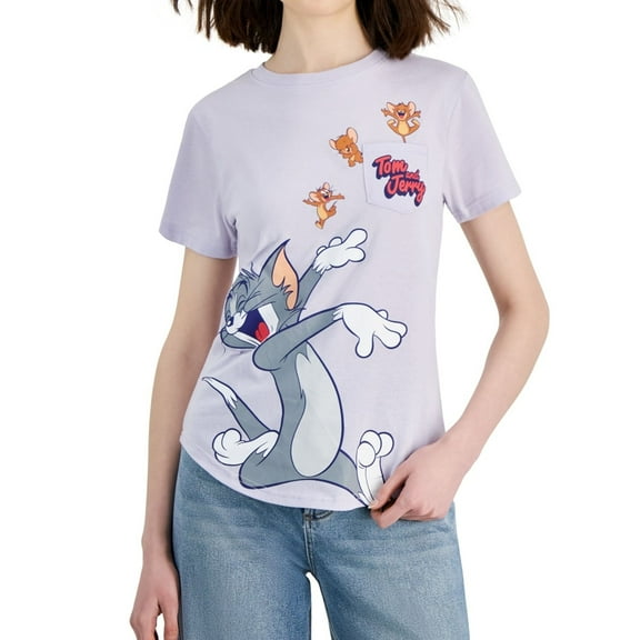 Freeze CMI Inc. Womens Tom and Jerry Graphic T-Shirt, Purple, Juniors, X-Small