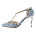 thumbnail image 2 of XYD Women Elegant T-strap Thin High Heel Buckle Pumps Pointed Closed Toe D'Orsay Sandals Party Evening Shoes Size 15.5 Blue, 2 of 4