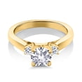 thumbnail image 3 of Gem Stone King 18K Yellow Gold Plated Silver White Created Sapphire and White Topaz 3-Stone Engagement Ring for Women (1.48 Cttw, Round 6MM, Gemstone September Birthstone, Size 7), 3 of 6
