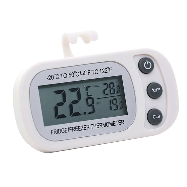 Kitchen Digital Refrigerator Thermometer Mini Freezer Thermometer Waterproof LCD Display for Kitchen - White