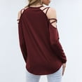 thumbnail image 5 of Savings Clearance 2024! TAGOLD Womens Tops,Women's Fashion Casual Long Sleeve Comfortable Sweatshirt Round Neck Tops Blouse Wine S, 5 of 5