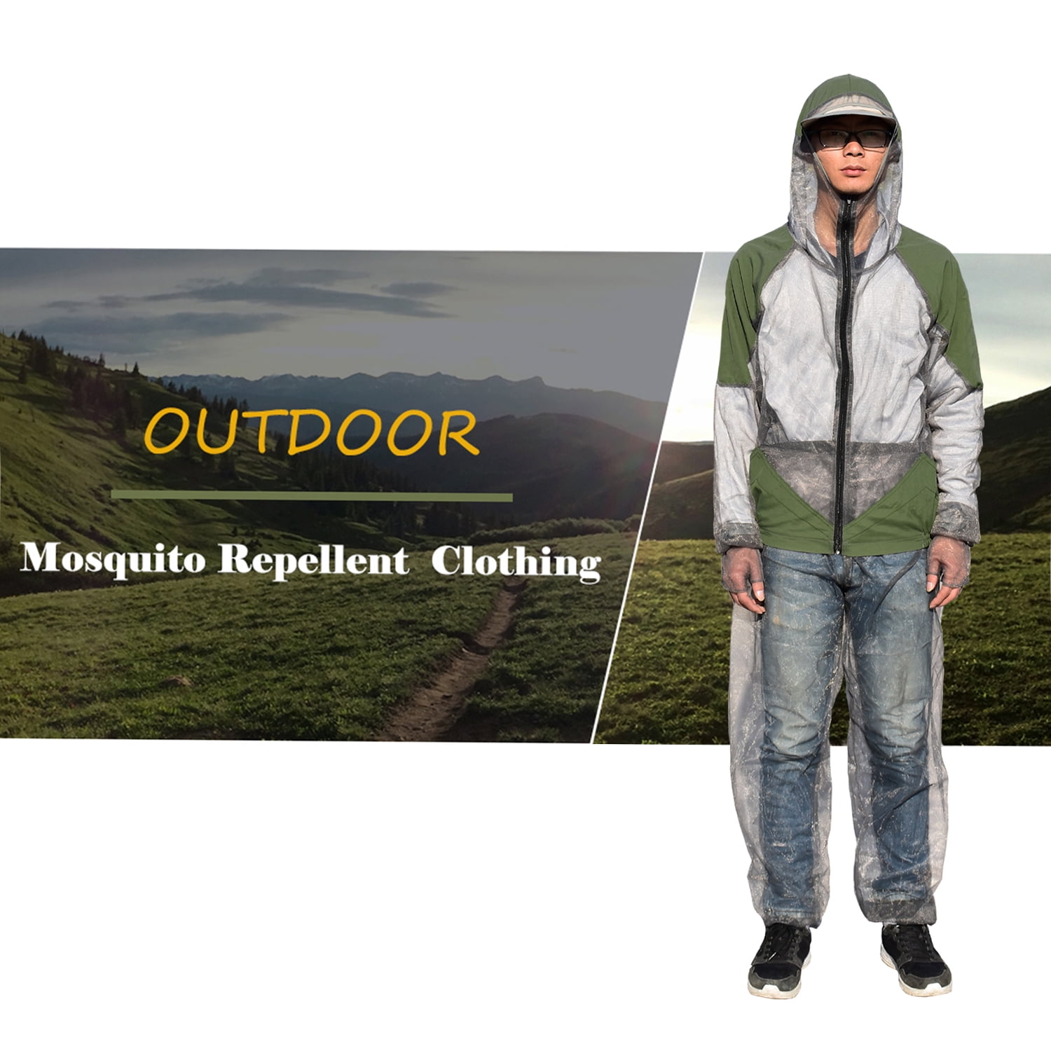Outdoor  Repellent Suit Bug Jacket Mesh Hooded Suits Fishing Hunting Camping Jacket  Protective Mesh Fishing Clothes  Prevent Suit