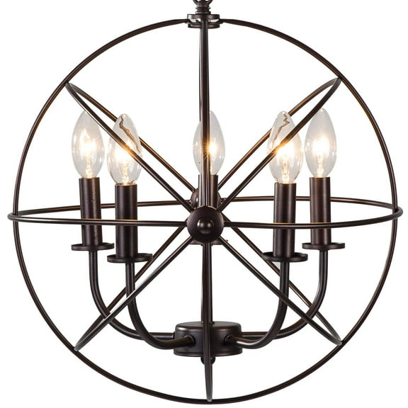 Industrial 5 Light Hanging Farmhouse Orb Ceiling Chandelier Fixture Bronze