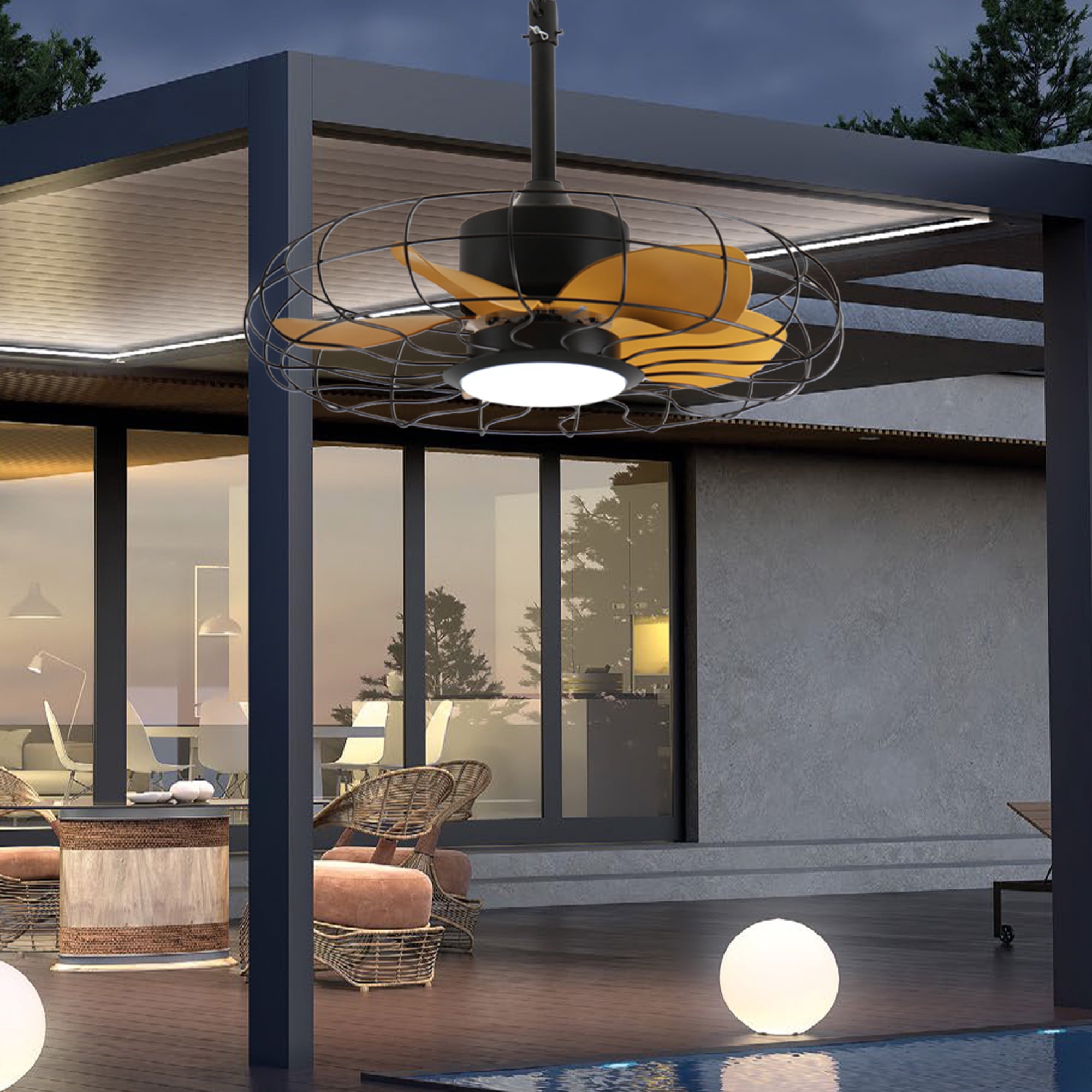 Jopath 23 Inch Outdoor Ceiling Fan with Light and Remote Control,IP65 Waterproof 3CCT 6-Speeds for Patio Porch Pergola