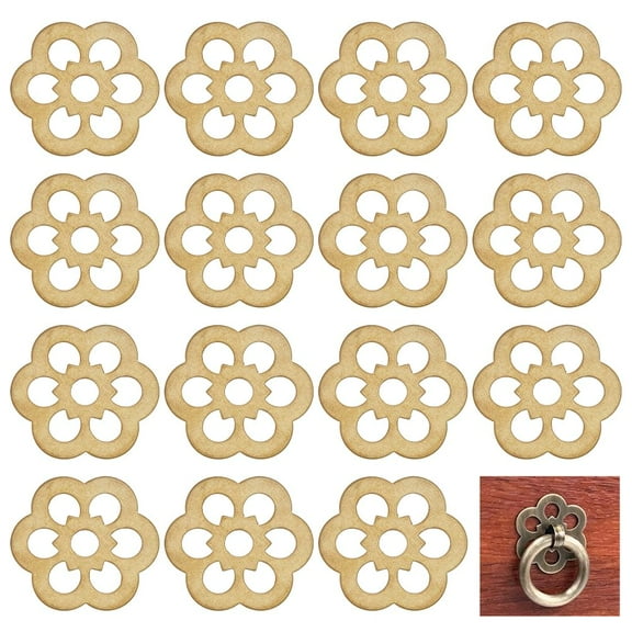 16pcs Clover Brass Backplate Washers 1.26 inch Flower Decorative Washers Brass Gasket Hardware Accessories for Interior Design Door Furniture Cabinet Drawer Decoration Golden