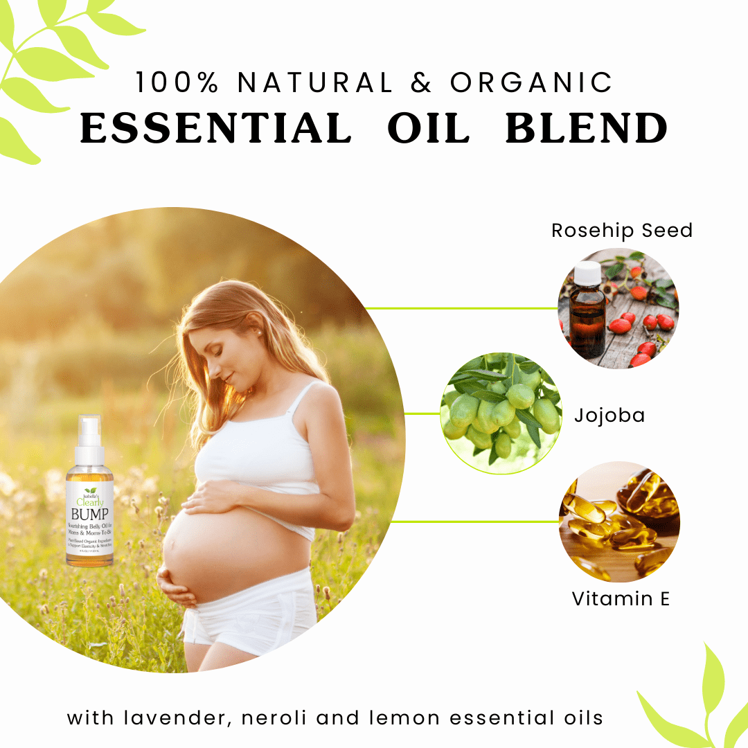 Clearly BUMP, Organic Belly Oil for Women | Firming and Soothing Body Oil to Encourage Natural Elasticity and Support Skin Throughout Pregnancy, Postpartum, Maternity | Made in USA (4 Fl Oz)