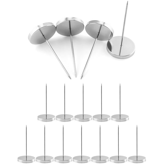 Soporte para recibos QWORK con forma de pincho, 16 unidades, 14 cm, color plateado