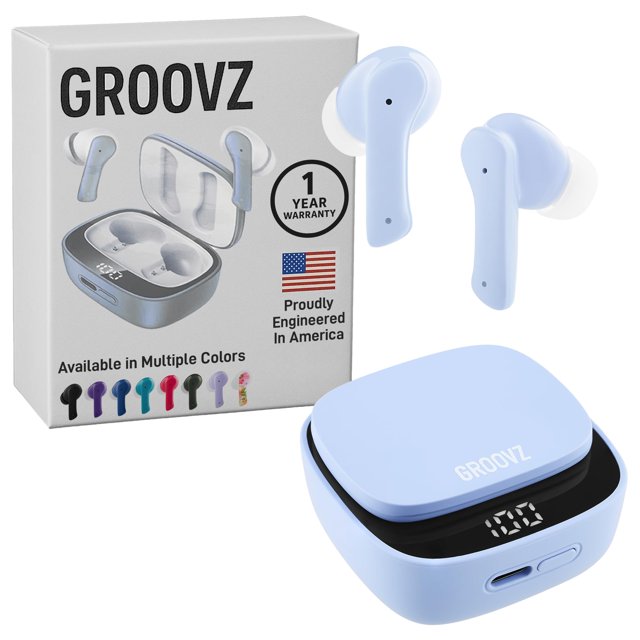 Auriculares inalámbricos verdaderos Groovz Bluetooth 27 h IPx4 azul claro