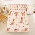thumbnail image 4 of Manfei Golden Retriever Bed Sheets, Pug Paw Print Full Size Sheets, Beige Gold, 4pcs, 1 Flat Sheet, 1 Fitted Sheet and 2 Pillowcases, 4 of 6
