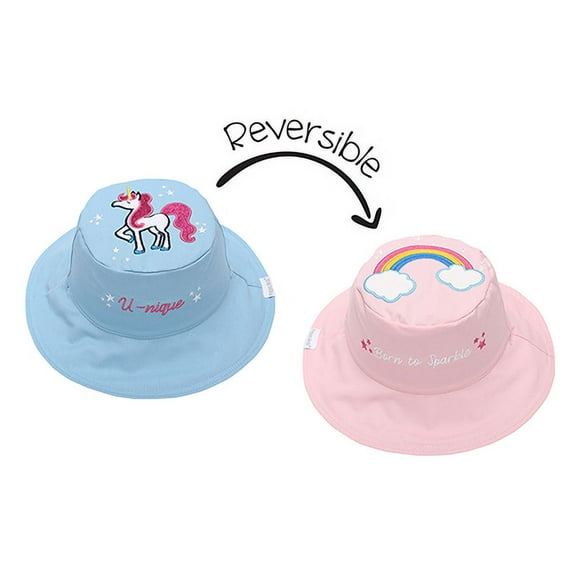 FlapjackKids' Baby/Kids Reversible Sun Hat - Rainbow | Unicorn (6m - 6y )