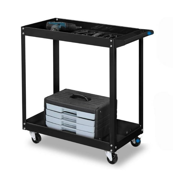 Ktaxon 2 Tier Rolling Tool Cart, Heavy Duty Steel Utility Cart Tool Organizer, Industrial Service Cart on Wheels, 220 LBS Capacity