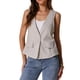 thumbnail image 2 of CHALECO LIVIANO DE LINO SIN MANGAS CON ESCOTE EN V Y UN SOLO BOTÓN PARA MUJERES CHIC M BEIGE GRIS, 2 of 6
