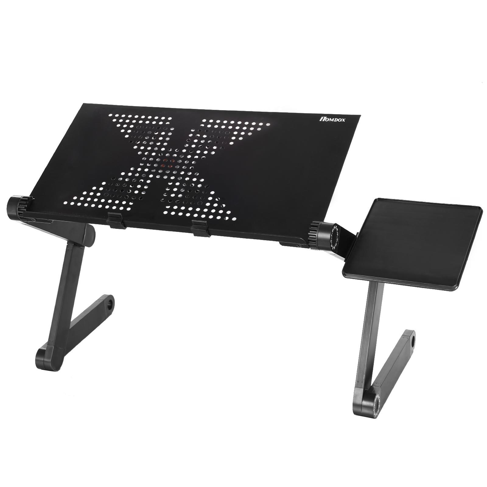 Portable Laptop Table Stand with Mouse Board Cooling Fan Pad Fully Adjustable-Light Weight Aluminum-Black Bed Tray Desk Book HPPY - image 2 of 8
