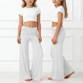 thumbnail image 2 of Kids Wide Leg Fold Over Yoga Pants Coral Girl Yogahose Lounge Pant Ruched Waist Sports Foldover Sweatpants, 2 of 7