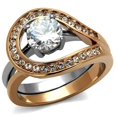 thumbnail image 1 of Women Two-Tone IP Rose Gold Stainless Steel Ring with AAA Grade CZ in Clear - Size 9, 1 of 1