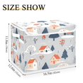 thumbnail image 5 of Yayeee Collapsible Storage Bin with Lid Fabric Closet Decorative Basket with Handles, Gray Cartoon Houses, 5 of 7
