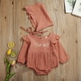 thumbnail image 2 of Bagilaanoe Newborn Baby Girl Rompers Floral Embroidery Long Sleeve Bodysuit + Cap 6M 12M 18M 24M Infant One Piece Jumpsuit, 2 of 6