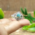 thumbnail image 4 of Blue Copper Turquoise Gemstone 925 Sterling Silver Design Engagement Ring Gift Jewelry for Women, 4 of 5