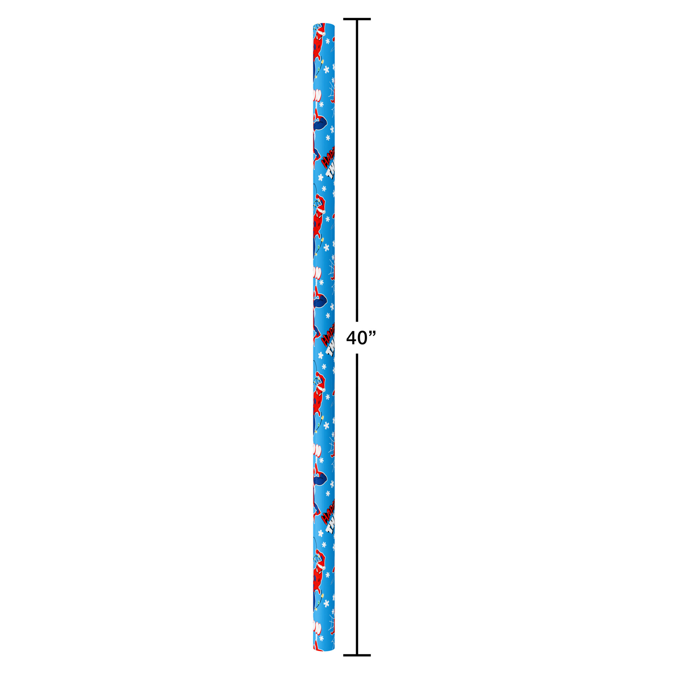 Plus Mark 40 in. Spiderman Blue Christmas Wrapping Paper with Cutlines, Tis the Season (60 Sq. ft., 1-Roll)