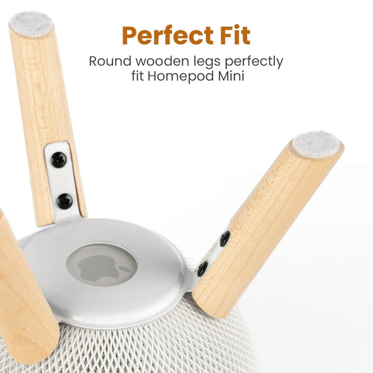 Real Wood Stand For Homepod Mini(2020 Released), Wooden Holder Tripod With Metal Frame,Safe Stable Mount With Anti-Slip Silicone Pad Protects Home Pod