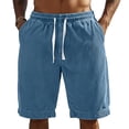 thumbnail image 3 of Domuza Men's Corduroy Shorts Elastic Waist Drawstring Cargo Short Multi-Pocket Lightweight Summer Casual Beach Shorts Sky Blue L, 3 of 3